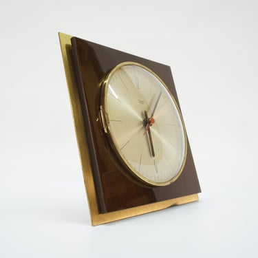 Vintage Wall Clock / Diehl Electro / 60s Clock / Rustic Wall Clock / Brass Clock / Mid Century Modern / Space Age / Brown Clock / MCM 
