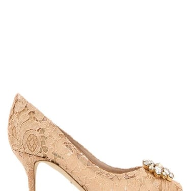 Dolce & Gabbana Women Peach Pink Lace Pumps