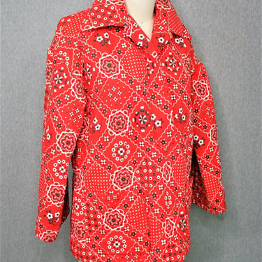 1970s - 1980s - quilted - Bandana Print - Pull on - Jacket 