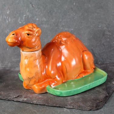 RARE! Vintage Ceramic Camel Bottle | Novelty Decanter | Orange Camel Bottle with Cork Lined Stopper | Bixley Shop 