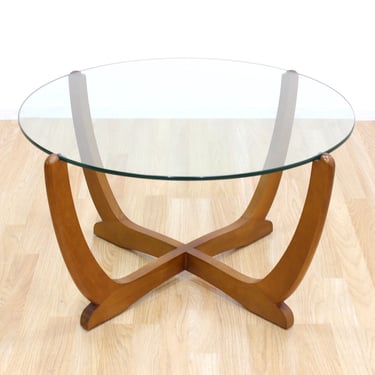 Mid Century Circular Glass Coffee Table 