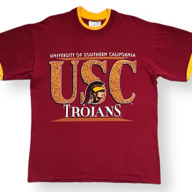 Vintage 90s Team Edition Apparel University of Southern California USC Trojans Double Sleeve Graphic T-shirt Size Large 