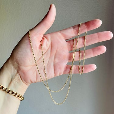Vintage 30.5” 14K Yellow Gold French Rope Chain Necklace, Stackabke 6.5g 1.5mm 