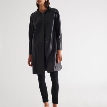 Jil Sander Navy Leather Coat