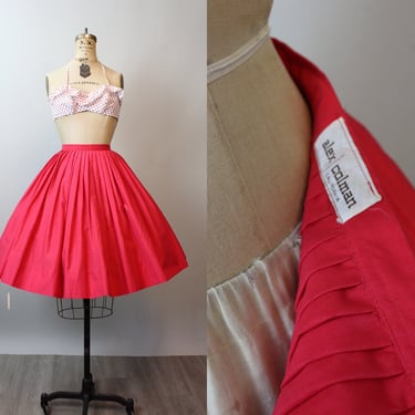 1950s ALEX COLMAN red cotton skirt small | new spring 