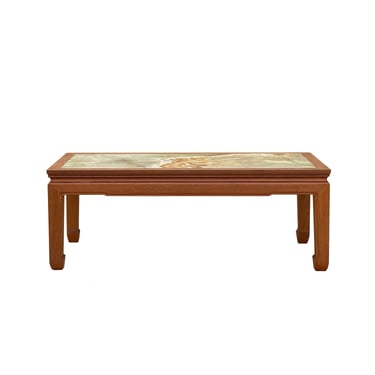 Simple Oriental Chinese Elm Wood Rectangular Stone Top Coffee Table cs7571E 