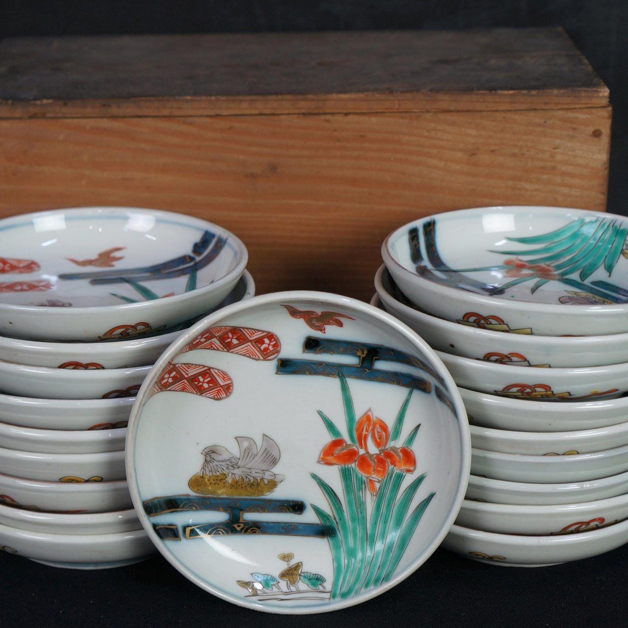 Antique Sushi plates Japan Imari wood kiln art 1800 | Japanese Vintage ...