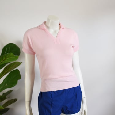 60s Baby Pink Orlon Sweater - XS/S 