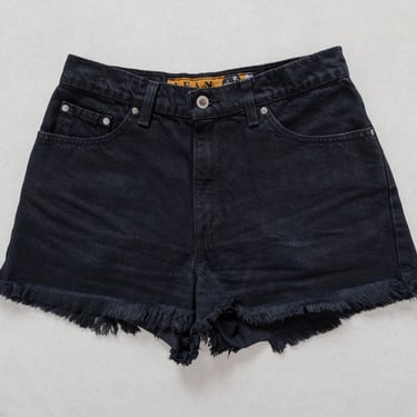 BLACK LEVI'S SHORTS cut Offs high waist Silver Tab vintage frayed hem festival summer women / 30 Inch Waist / Size 9 10 