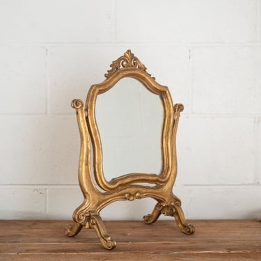 vintage french gilt wood and plaster psycheé mirror