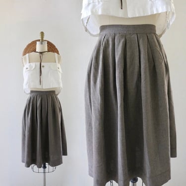 woven walnut library skirt - 31 - vintage 60s 70s brown full high waist academia womens medium 