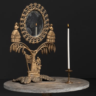 Folk Art Mirror / Candlestick