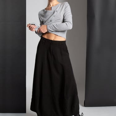 Paneled Linen Blend Bubble Skirt