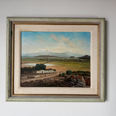 Vintage L. Alvare Spanish Countryside Landscape Oil Painting on Canvas, Framed 