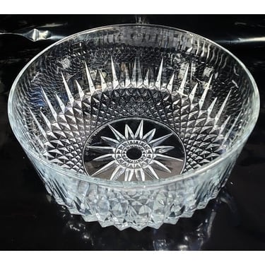 Mid Century Arcoroc France Clear Glass Starburst 9" Bowl Bar Cart Ice Bucket 