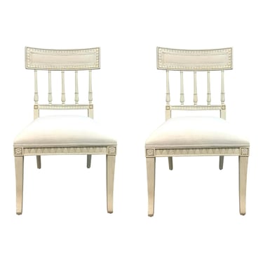 Jonathan Charles Gustavian Style Altocumulus Dining Chairs Pair