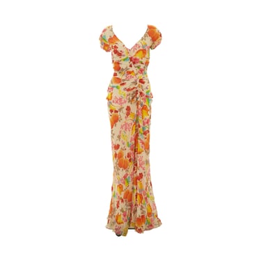 Dior Multicolor Flower Print Silk Dress