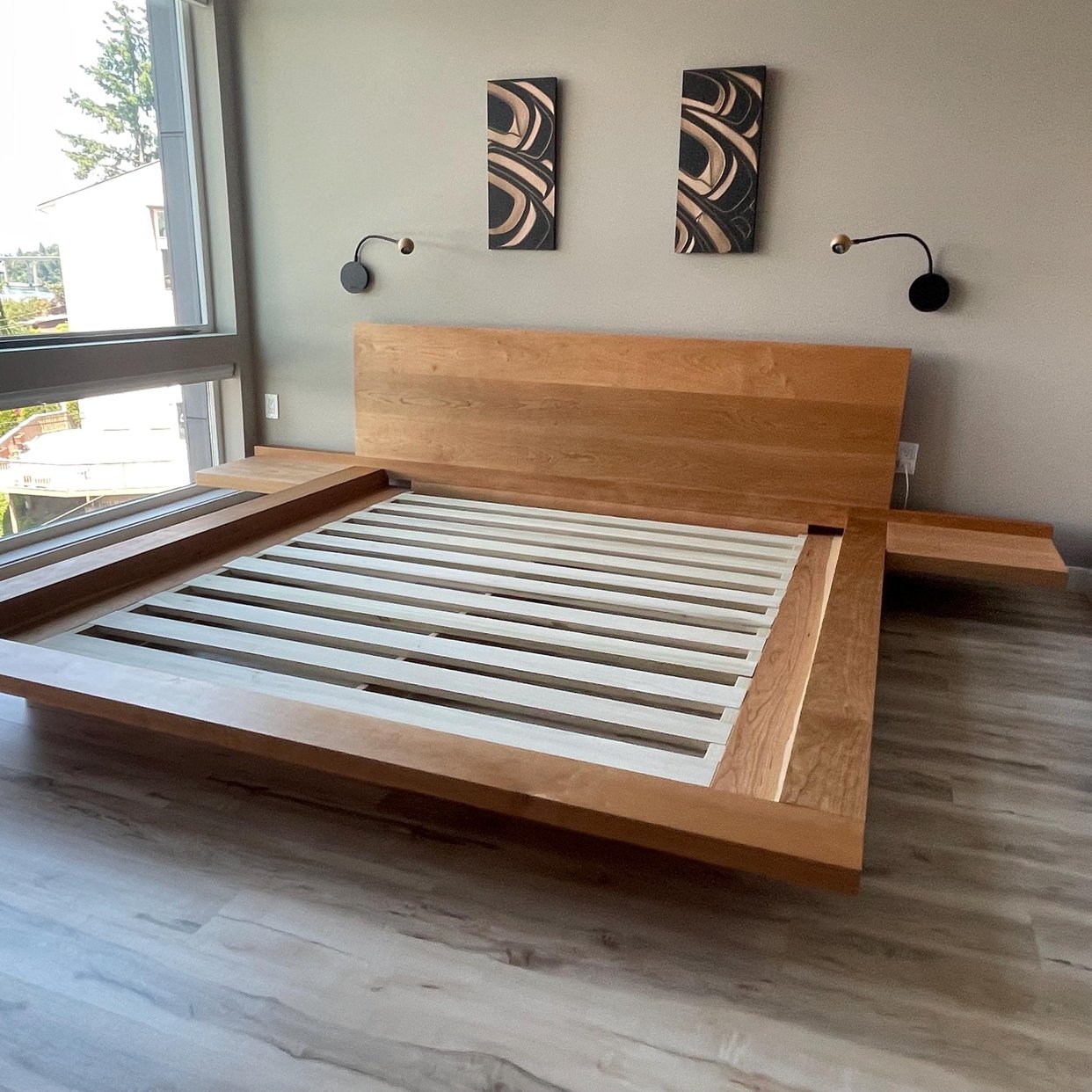 Cherry King Platform Float Bed, Scandinavian Platform Bed, | This is ...