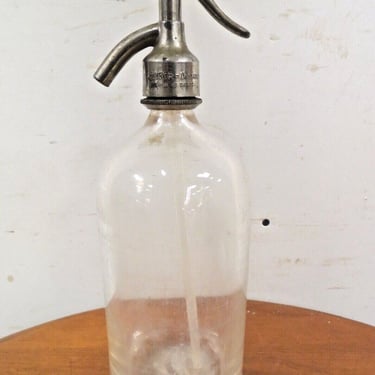 Clear Glass Seltzer Bottle H. Zuber Appiano Rigamonti & Villa Milano 1931 