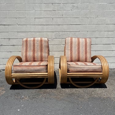 2 Vintage Rattan Chairs Frankl Style Armchair Seating Bohemian Boho Chic Coastal Cottage Vintage Seating Chair Beach Faux Bamboo Tropical 