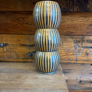 Vase - Gray and Orange Striped Pattern 