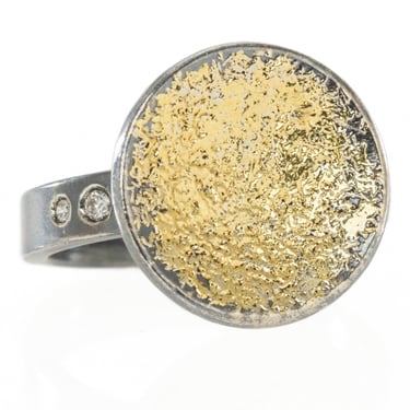 Blossom Ring - 22k Gold, Oxidized Silver + VS Diamonds