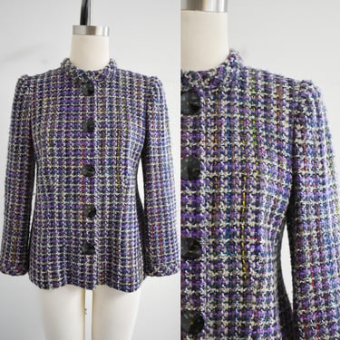 1980s Purple Chunky Tweed Jacket 