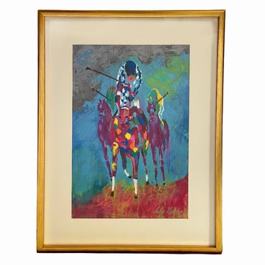 Horse Race Oil on Board Painting by Leroy Neiman