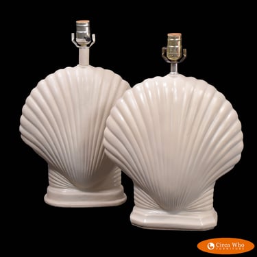Pair of  White Shell Table Lamps