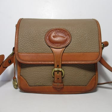 Vintage Dooney & Bourke Shoulder Crossbody Bag, Mushroom / British Tan All Weather Leather Purse 