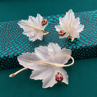 Tiffany & Co. Rock Crystal Brooch and Earrings Set c1930