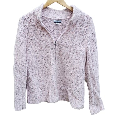 Croft Barrow Pink Rose Cable Knit Full Zip Sweater Extra Long Sleeves Petite PL 