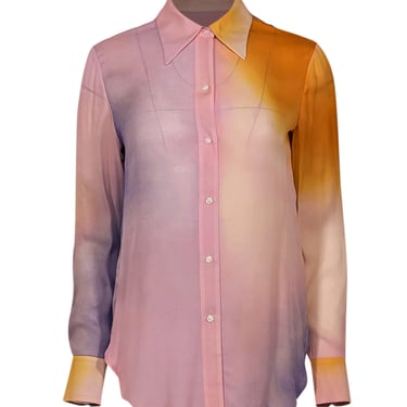 A.L.C. - Pink, Purple, & Orange Watercolor Print Silk Blouse Sz 0