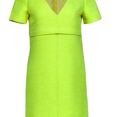 J.Crew Collection - Neon Yellow Short Sleeve V-Neck Dress Sz 2