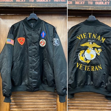Vintage 1980’s Size XXL Vietnam Veteran Souvenir USMC Bomber Jacket, 80’s Souvenir Jacket, 80’s Military Jacket, Vintage Clothing 
