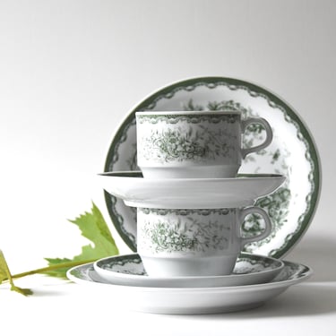 Tea sets Blue Flower, Gustavsberg Sweden. Pair Cup, | Happy