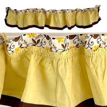 Brown and yellow kitchen valance - 1950s vintage 