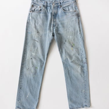 Vintage Light Wash Paint Splatter Levi's 501s