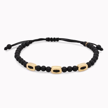 Onyx &amp; Gold Beaded Link Bracelet