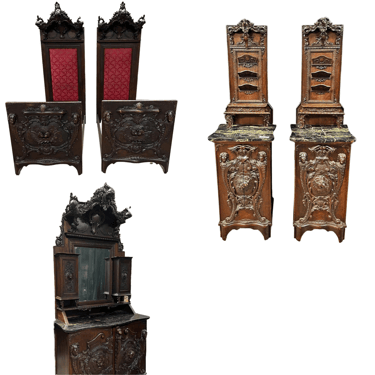 Antique Bedroom Set, Carved Wood, Italian, Extraordinary, Five Piece, E. 1800s!