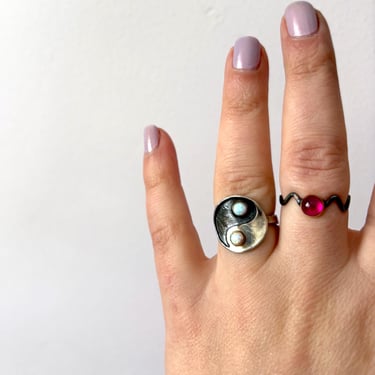 Opal Yin Yang Ring in Sterling Silver 