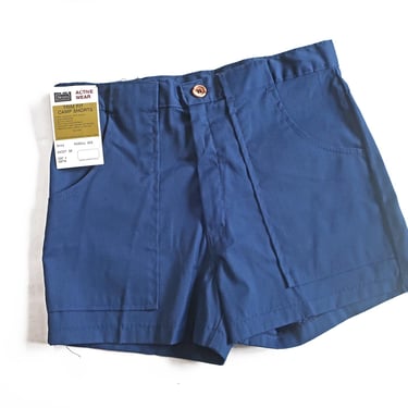 vintage shorts / 70s camp shorts / 1970s Sears deadstock navy blue camp hiking outdoors shorts 31 