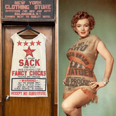 Vintage 1950’s Novelty Marilyn Monroe Style Pop Art Feed Sack Dress, Vintage 1950’s Dress, Flour Sack Dress, Pop Art Dress, Marilyn Monroe 