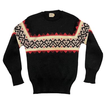 Vintage 1950s KANDAHAR Wool Sweater ~ size S ~ Fair Isle 