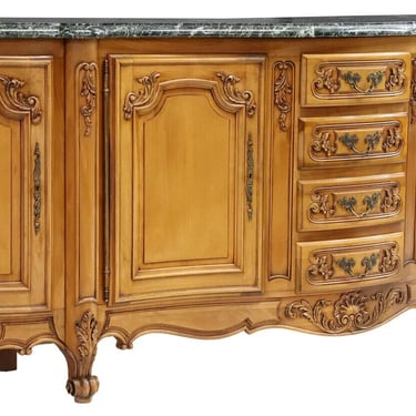Sideboard, French Louis XV Style, Fruitwood, Marble Top,Shell, 111.5 l. 20th C.!
