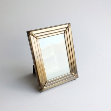 Rectangular polished brass photo frame Contemporary home office decor 