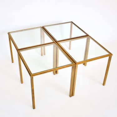 Roger Thibier French Gilded Iron Side Tables or Coffee Table 