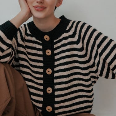 Wol Hide Striped Bomber - Black + Tan