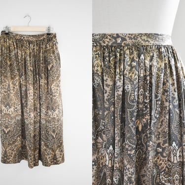 1990s NOS Linda Allard for Ellen Tracy Silk Paisley Midi Skirt 