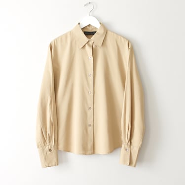 vintage ecru cotton blouse, 90s button down shirt 